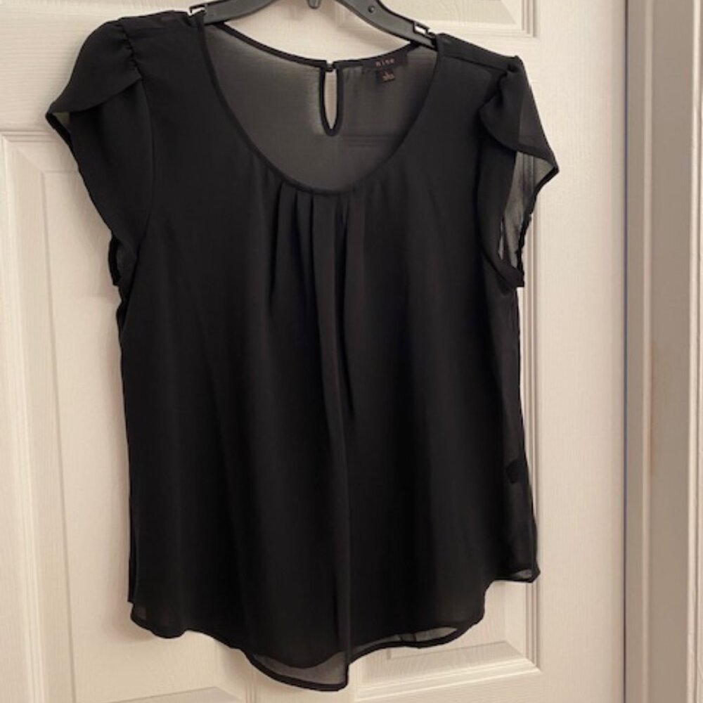 Mine Black Sheer Blouse  Size Large
